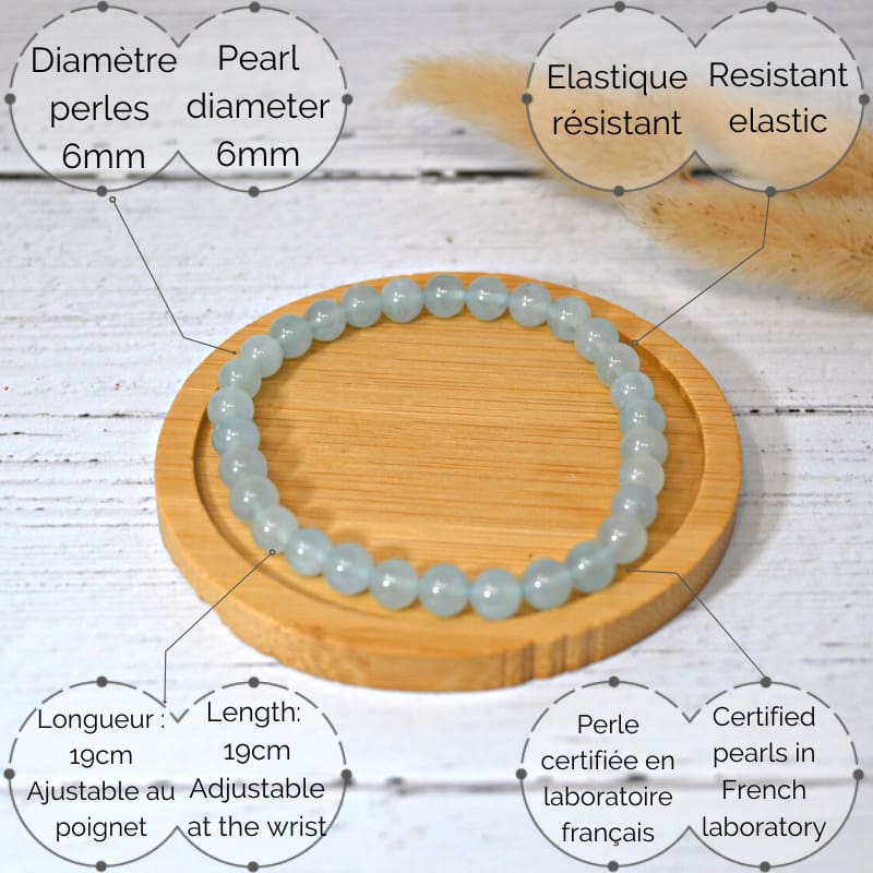 Bracelet Aigue marine pierre naturelle lithothérapie Taille 6 mm