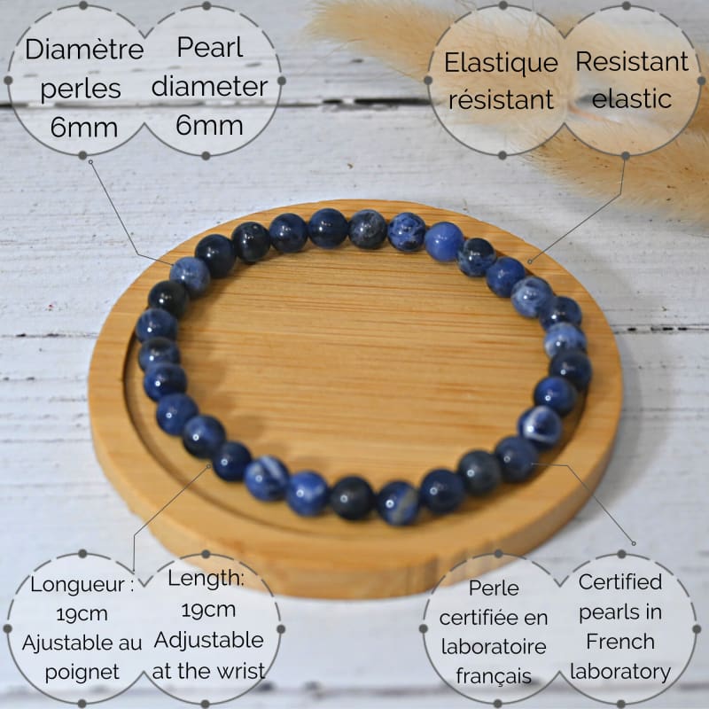 bracelet adulte papa maman sodalite bleu pierres naturelles 