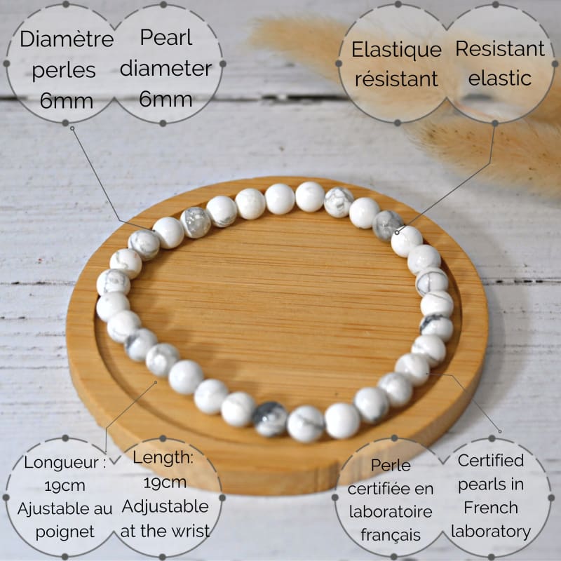 bracelet antistress adulte howlite magnésite  pierres naturelles lithothérapie 